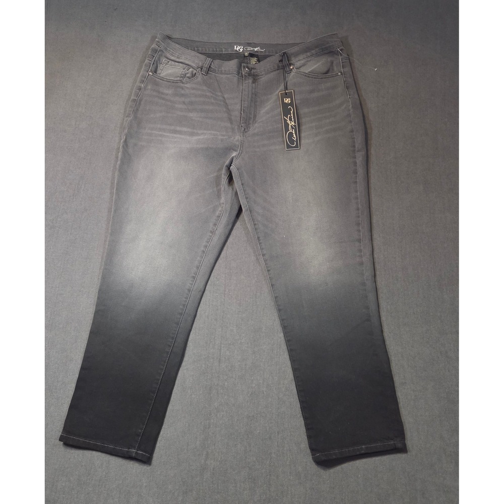 DG2 Diane Gilman Jeans Womens 18W Gray Ombre Dip Dye Skinny Stretch Denim
